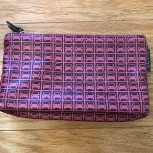 Orla Kiely Car Makeup Bag Pouch Pink and Brown